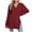 Wine, variant on Diufon Pullover Tops for Women Solid Color Side Hem Split Blouses V Neck Long Sleeve Tees