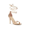 thumbnail image 1 of BLISSFUL STEP Sandales à Talons Aiguilles à Lacets à Bout Ouvert pour Femmes Or Rose 8,5, 1 of 8
