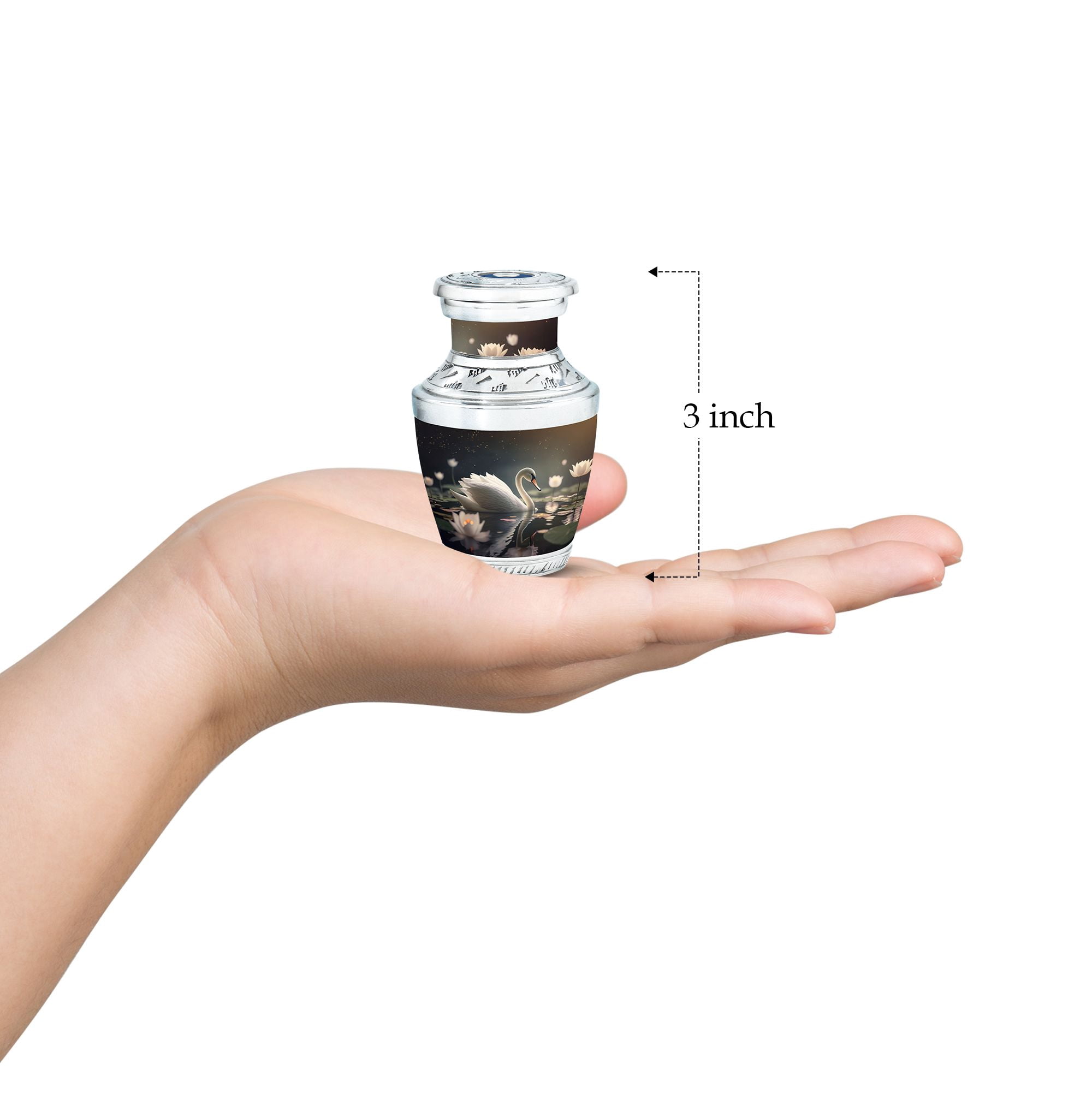 swan Petite Ashes Keepsake - Miniature Urn for Human Ashes Elegance Funeral Urns For Human Ashes - Memorial Urns 3 Inch, Set Of 2