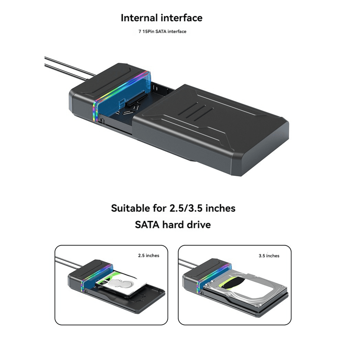 Hard Disk Enclosure to Type C Drive Box with Led External HDD for 2.5 3.5 Inch Up 6Gbps US Plug