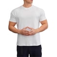 thumbnail image 1 of T-shirt Col Rond Uni pour Hommes en Velours Décontracté Course Manches Courtes Sport Entraînement Physique Décontracté, 1 of 4