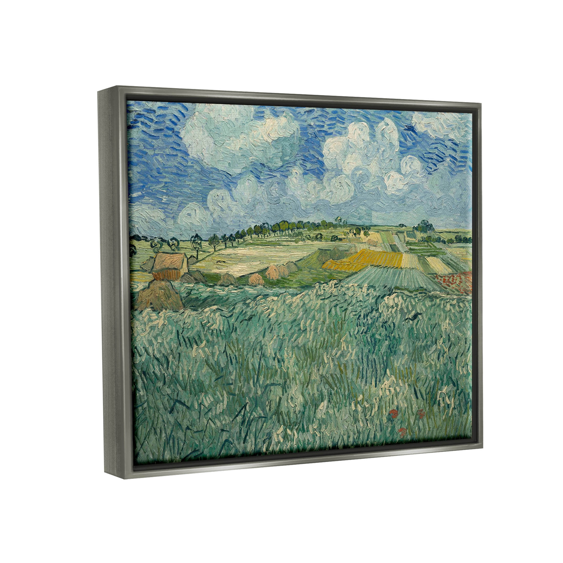 Plain Near Auvers With Rain Clouds Van Gogh Landscape Painting Luster Gray Framed Art Print Wall Art