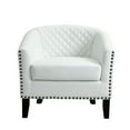 thumbnail image 3 of UIXE Accent Chairs Modern Upholstered Armchair Comfy Faux Leather Single Sofa for Bedroom, White, 3 of 7