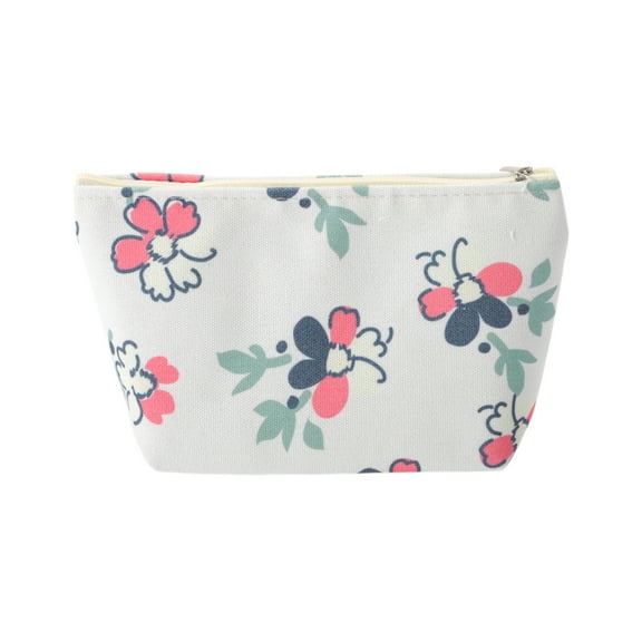 Unique Bargains 1 Pc Durable Printed Makeup Bag Beige Pink Polyester
