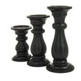 thumbnail image 6 of DecMode 3 Candle Black Mango Wood Turned Style Pillar Candle Holder, Set of 3, 6 of 12