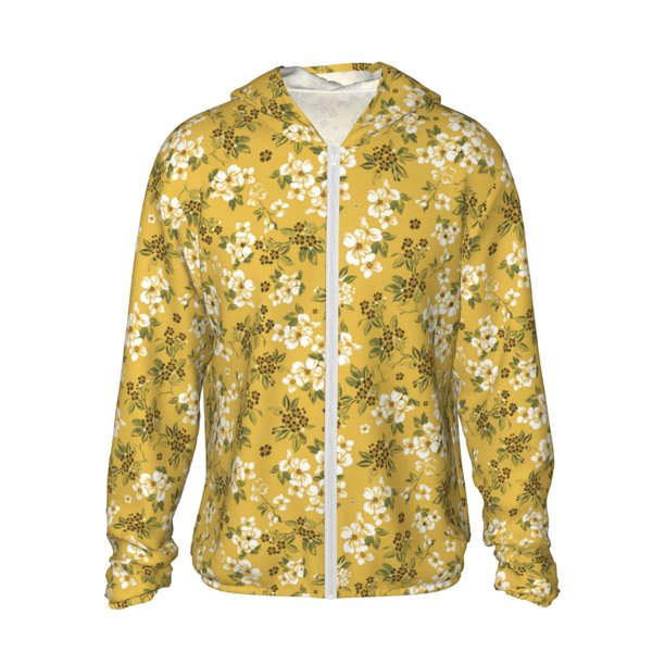 Balery Flower Sudadera ligera de manga larga con capucha y protección solar UPF 50+ para hombre y mujer, ideal para pesca y running-Medium