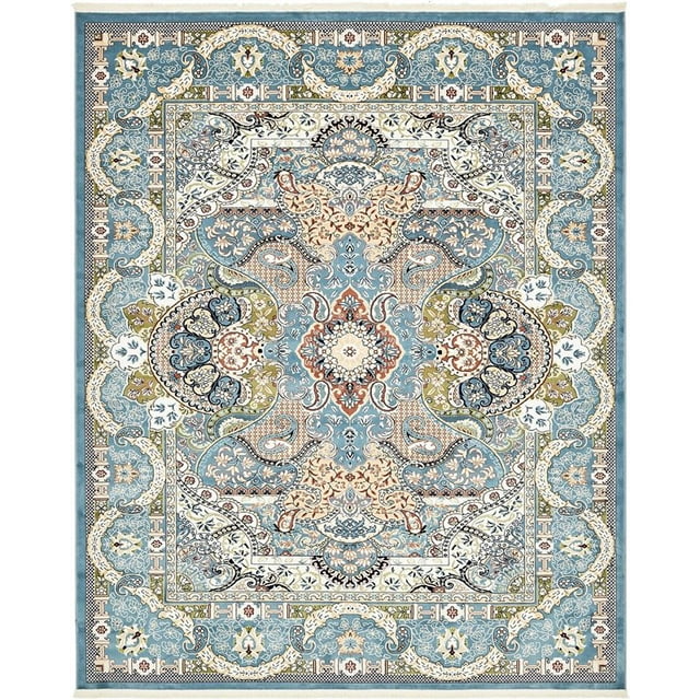 Unique Loom Narenj Medallion Textured Area Rug 8' x 10' Rectangle Blue/Tan