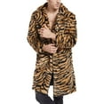 thumbnail image 2 of Bnwani Men Jacket Winter Faux Leather Men Leopard Warm Fashion Outdoor Woolen Faux-Fur' Coat Collar Overcoat Khaki Size 2xl, 2 of 9