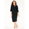 thumbnail image 2 of Catherines Women's Plus Size Bell-Sleeve Lace-Up Shift Dress, 2 of 6