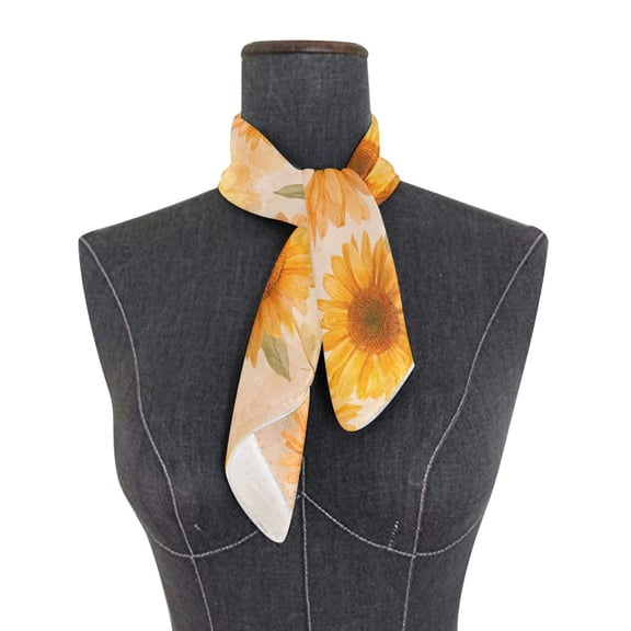 Square Scarf 24x24 Inch Pastel-toned Sunflowers Pattern Silky Satin Sun Protection Neck Scarf for Women Multi-Purpose Head Wrap Bandana for Hair Bag Decoration