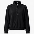thumbnail image 3 of Sweatshirt for Women Qiggri Women's Waffle Knit Stand Collar Sweatshirt Half Button Long Sleeve Loose Pullover Top With Pockets Lightweight Fall Top L, 3 of 6