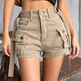thumbnail image 2 of DHFJKG Women's Denim Mini Cargo Shorts Casual High Waisted Stretchy Jean Shorts With Multi Pockets Going Out Hot Pants, 2 of 5