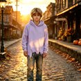 thumbnail image 2 of HAYIMI Kids Halloween Distressed Hoodie Ripped Hem Oversized Hooded Sweatshirt Children Long Sleeve Tops Stylish Pullover, 2 of 4