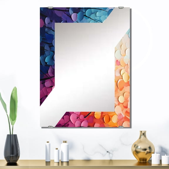 Designart "Collages in Rainbow Fantasia IV" Abstract Collages Oversized Wall Mirror - Modern Abstract Bathroom Wall Mirror Decor - Multiple Color Options