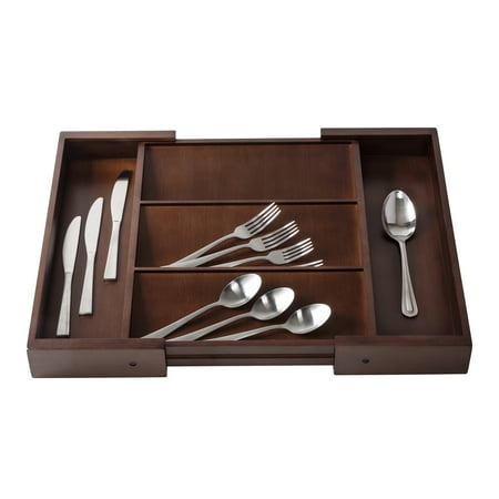 Honey-Can-Do - Expandable Kitchen Drawer Organizer Tray - Walnut