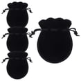 thumbnail image 1 of Mini Bolsas de Regalo VelvtyBlack 4Pzas Negro 7x9cm Terciopelo Bolsa en Forma de Calabaza., 1 of 2