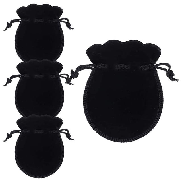 Mini Bolsas de Regalo VelvtyBlack 4Pzas Negro 7x9cm Terciopelo Bolsa en Forma de Calabaza.