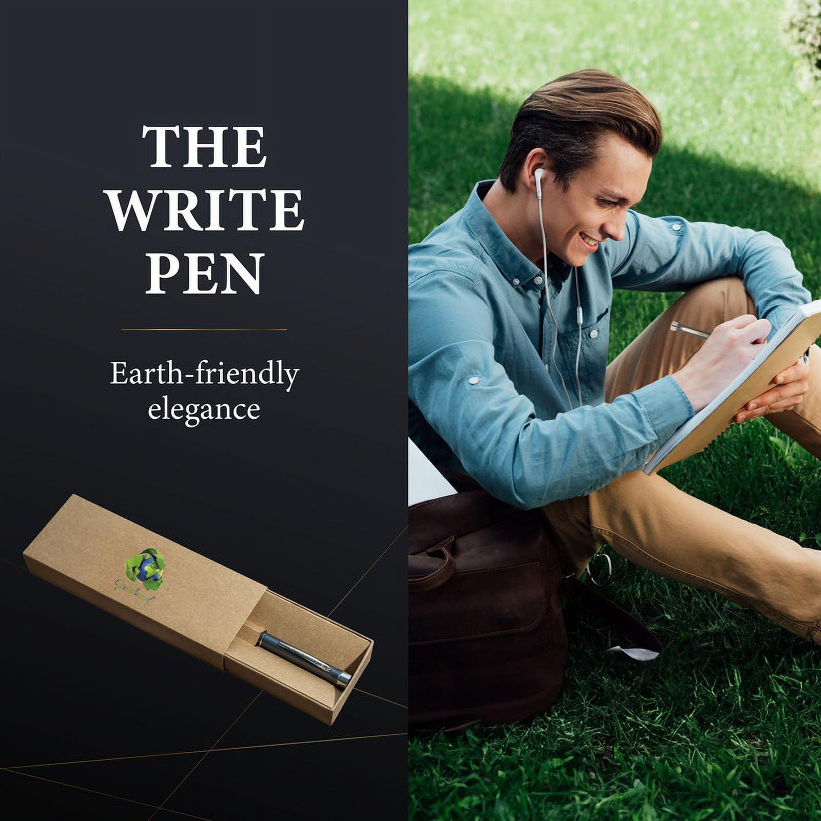 Garland Recycled Metal Twist Pen- Made in USA- Eco-Friendly Pen for Executive Desk Gifts, Professional, Post-Consumer Recycled Metal With Recycled Gift Box, Refillable- Green & Chrome