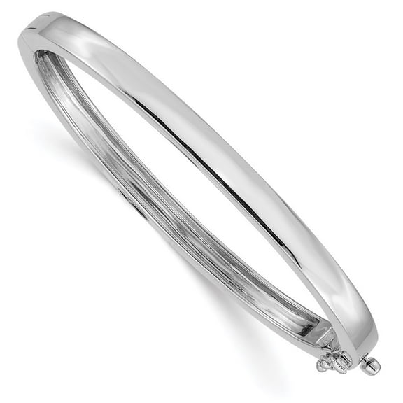 14k White Gold Bracelet Bangle Women's 5.3 mm 7.5 in Polished Solid Hinged