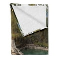 thumbnail image 2 of Landscape Soft Flannel Fleece Blanket, Old Wood Bridge over River Belaya Berel and Evergreen Forest Eastern Kazakhstan, Cozy Plush for Indoor and Outdoor Use, 50" x 60", Brown Green, by Ambesonne, 2 of 5