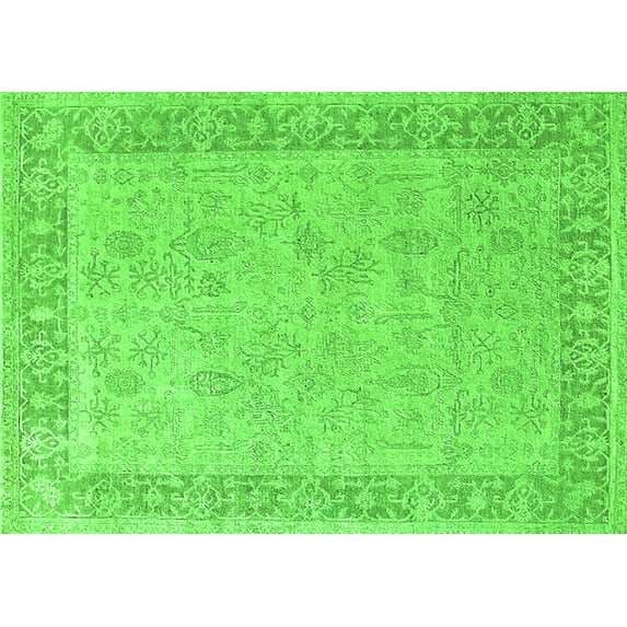 Ahgly Company Indoor Rectangle Oriental Green Industrial Area Rugs, 2' x 4'