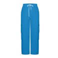 thumbnail image 6 of Uncuffed Cargo Pants Women Baggy Parachute Trouser Straight Leg Loose Fit Y2K Casual Gym Pants Blue 2XL, 6 of 6