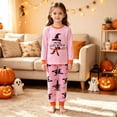 thumbnail image 2 of CONZONE Halloween Pajamas for Girls Graphic Pjs Set Hallowmas Jammies Long Sleeve Tops Pants 2 Piece Sleepwear Loungewear for Kids, 2 of 5