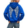 thumbnail image 2 of Textilo Women's Sequin Angel Wings Hoodie Sparkly Wing Print Long Sleeve Pullover Hooded Hoodie Casual Fashion Y2k Trendy Baggy Sweat Shirt,Royal Blue M, 2 of 5