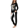 thumbnail image 2 of Renewold 2 Piece Skull Rainbow Stripe Pajamas for Women Softness Long Sleeve Sleepwear Sweatsuit Set Halloween Graphic Indoor Pullover Outfits Size 2XL, 2 of 5