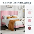 thumbnail image 5 of Allewie King Size Velvet Upholstered Platform Bed Frame with Adjustable Vertical Channel Tufted Headboard, Pink, 5 of 12