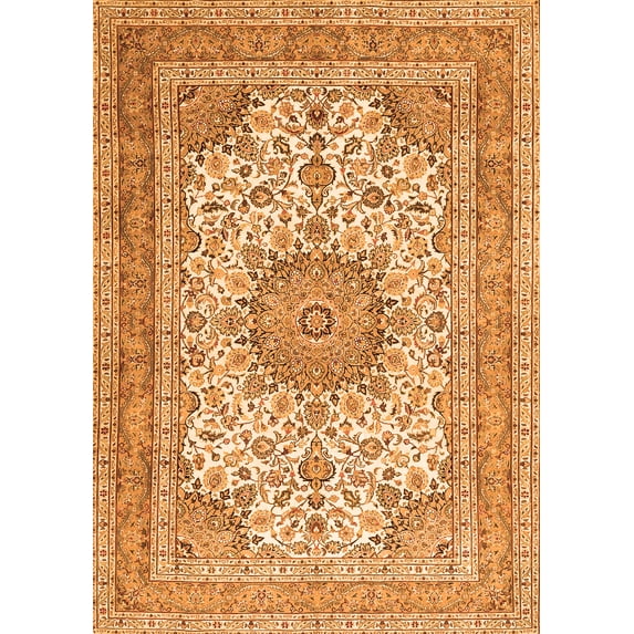 Ahgly Company Indoor Rectangle Medallion Orange Traditional Area Rugs, 5' x 8'