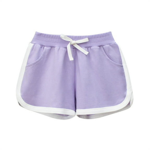 Cethrio Girls Shorts- Casual Athletic Cotton Loose Summer Shorts Purple Size 1Y
