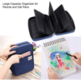 thumbnail image 3 of Color Pencil Case 220 Slot Pen Pencil Pouch Organizer with Multi-layer Holder for Color Pencils and Gel Pens (Blue), 3 of 5