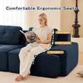 thumbnail image 4 of 82" Modular Sectional Sofa, Corduroy Fabric Square Couch with Deep Seats, Tufted Design, Pearl-Like Piping, No Assembly Required, Anti-Slip Base, for Living Room, Blue, 4 of 15