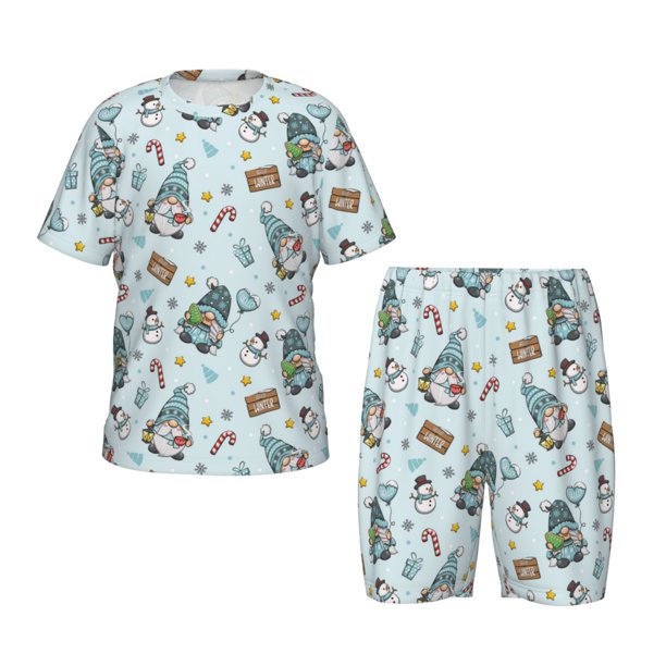 Balery Winter Wonderland Light Blue Conjunto de Pijama Infantil de Manga Corta con Estampado – Ropa de Dormir de Algodón Suave-X-Large