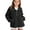 Black, variant on Cozy Fuzzy Jacket for Girls Lapel Zip Up Winter Warm Outerwear with Pockets Teen Outdoor Windproof Fleece Coat