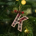 thumbnail image 5 of Moocorvic Plaid Pattern 26 Initial Christmas Ornament, Wooden Personalized Christmas Tree Ornaments(Letter K), 5 of 9