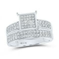 thumbnail image 2 of Solid 925 Sterling Silver His and Hers Trio Three Rings Set Real Natural Diamond Square Matching Rings Wedding Band Set 7/8 Carat ( .88 Cttw ) - (L = 7.5, M = 8), 2 of 7