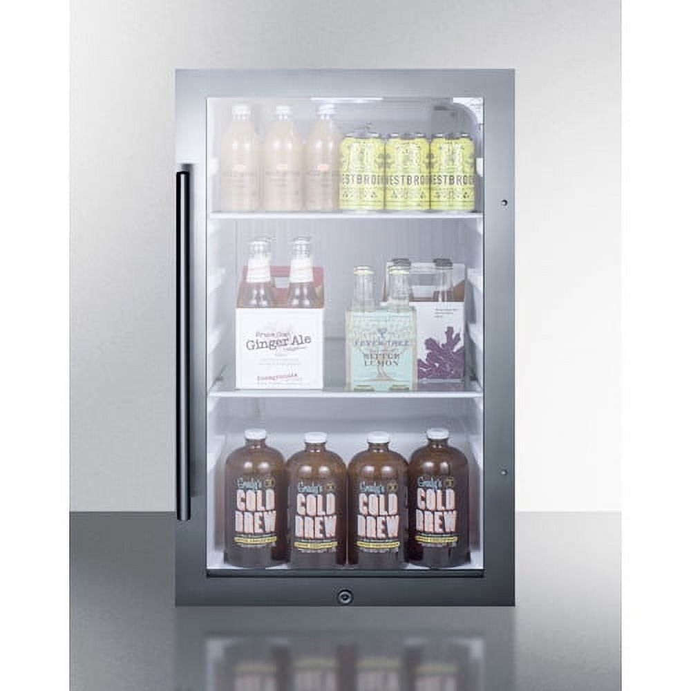 19 Inch Beverage Center, 3.13 cu.ft. Capacity, Outdoor Refrigerator, Shallow Depth, Stainless Steel & Glass- SPR489OS