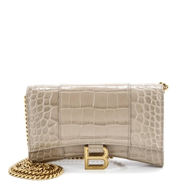 Pre-Owned Hourglass Chain Wallet Crocodile Embossed Leather By Rebag
