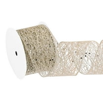 Uxcell Glitter Mesh Wired Ribbon for Christmas Tree and Gift Wrapping, Champagne