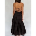 thumbnail image 6 of Jaimenalin Women'S Halter Tie Back Sleeveless Tiered Smocked Maxi Dress Black L, 6 of 7