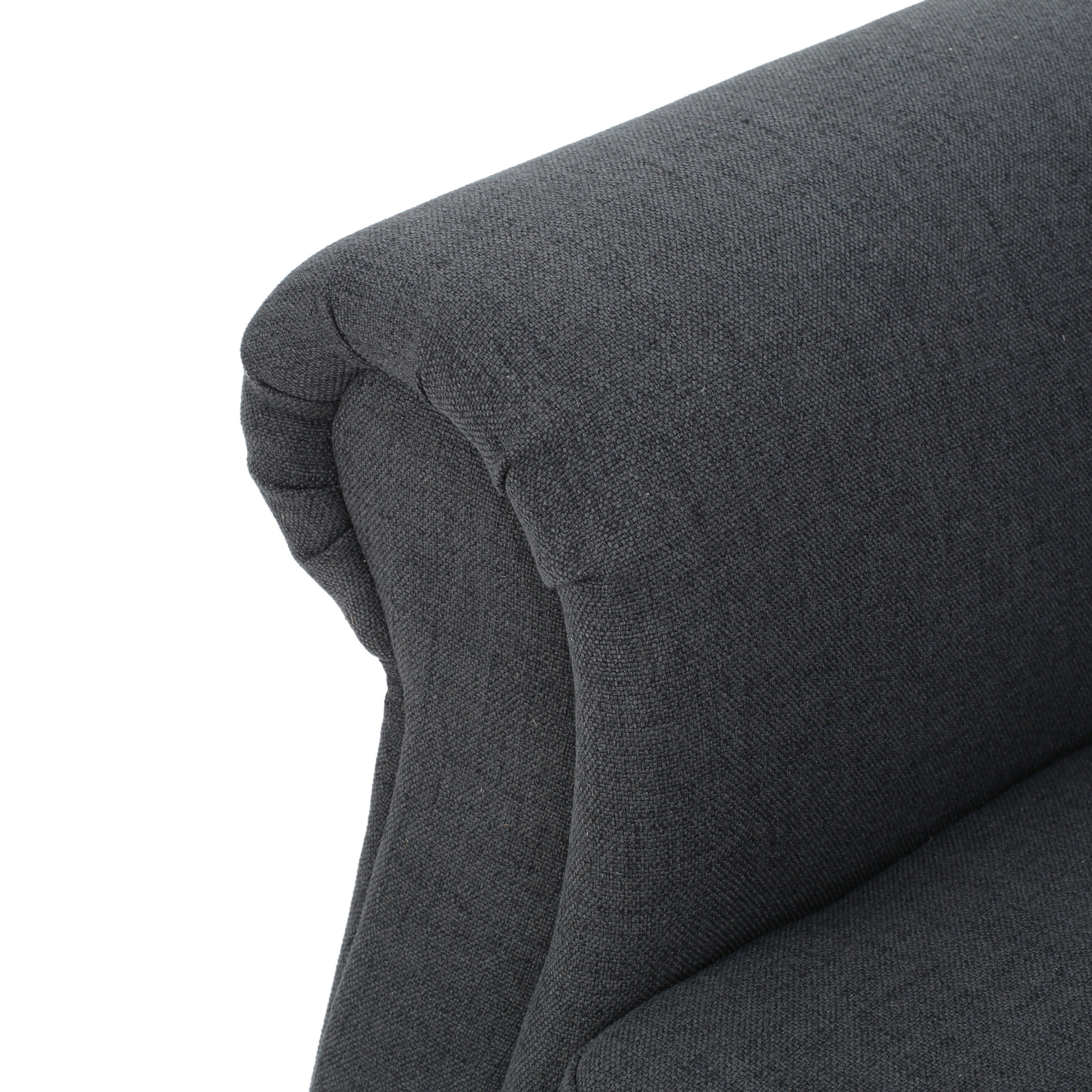EUROCO Accent Chair, Fabric Single Seat Arm Chair with Rolled Arms, Tufted Backrest and Wooden Legs, Modern Side Chairs for Living Room, Bedroom, Office, Cafe, Dark Gray