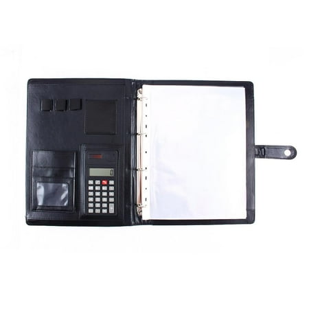 - Knifun A4 Conference Folder Portfolio Ring Binder Organiser Calculator Leather US Stock,Leather Conference Folder