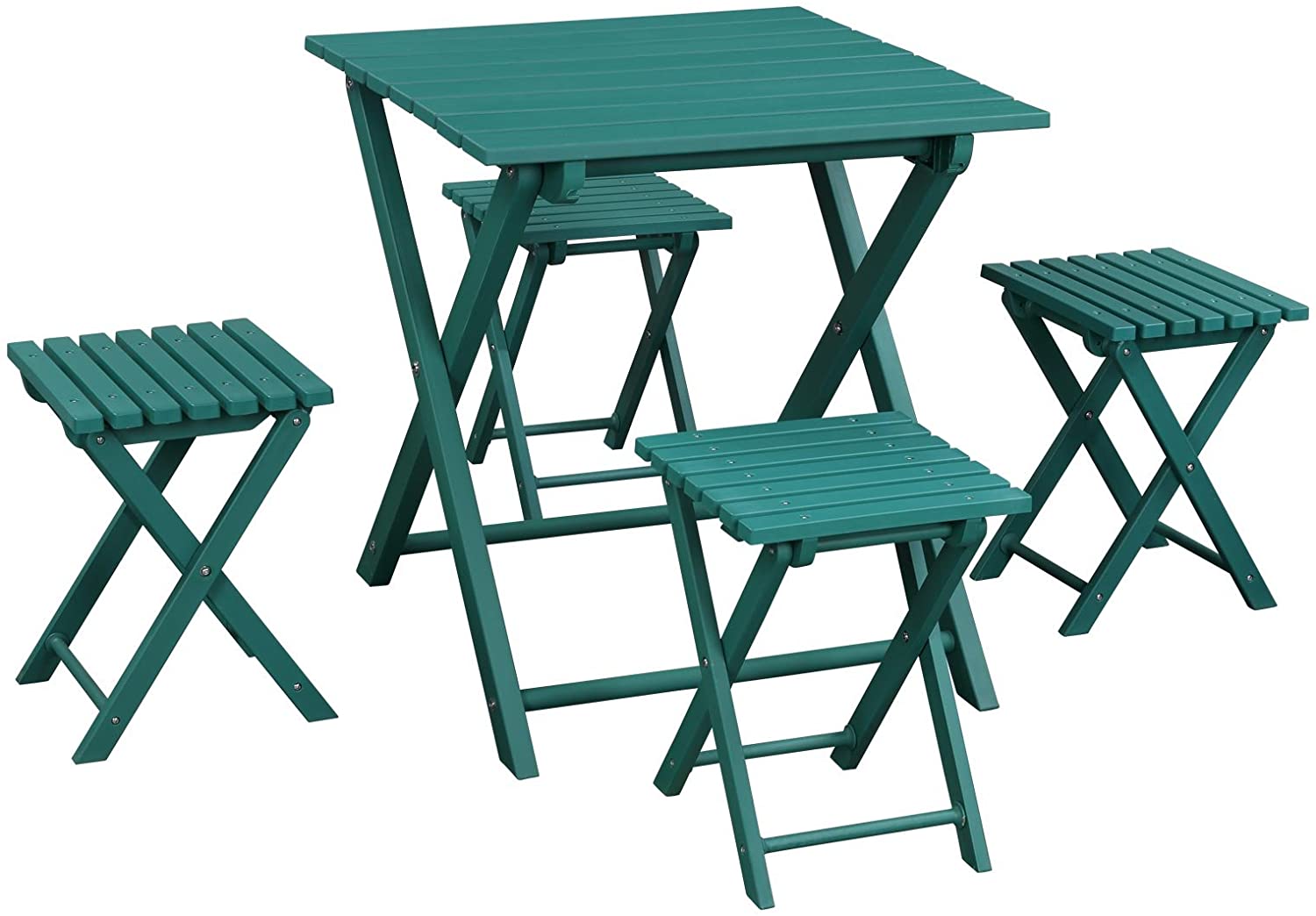 Island Gale 5 Piece Patio Bistro Set Folding Table and Chair Set, Outdoor Camping Furniture Set with Quick-fold Design (Mongolia Green) nylon - image 1 of 3
