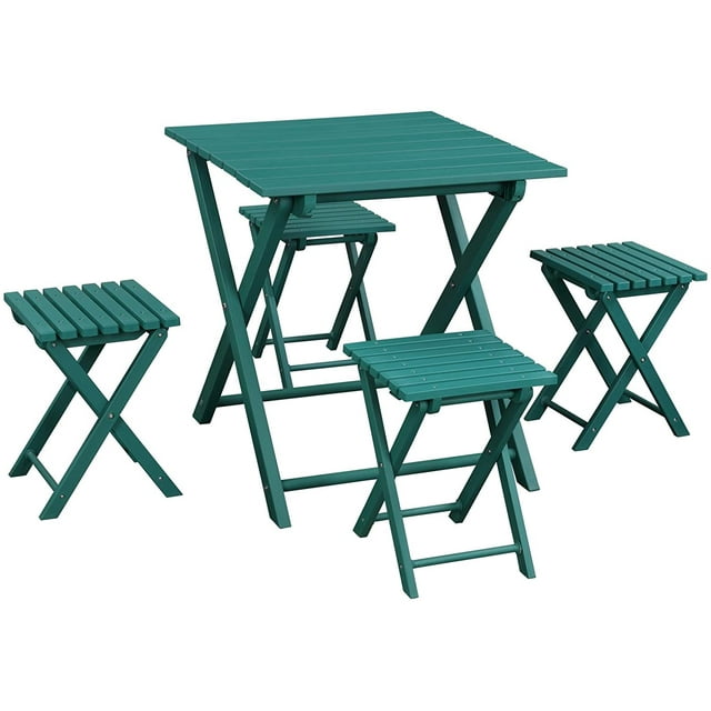 Island Gale 5 Piece Patio Bistro Set Folding Table and Chair Set, Outdoor Camping Furniture Set with Quick-fold Design (Mongolia Green) nylon