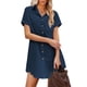 thumbnail image 1 of Mujeres traje de baño Cover Up Beach Plain Color Turn Down Collar manga corta botón camisa larga con bolsillo en el pecho, 1 of 6