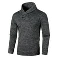 thumbnail image 3 of Fgnfyis Male Autumn and Winter Tops Button Down Turtleneck Knitted Wool Long Sleeve Pullover Top Crewneck Sweatshirt Grey XL, 3 of 5