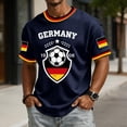 thumbnail image 2 of Soccer Cup 2026 Jersey for Men, Crew Neck Short Sleeve Deutschland Shield Graphic Tee with Honeycomb Mesh Texture - Lightweight Performance Top for Match Day & Gym Navy L, 2 of 8