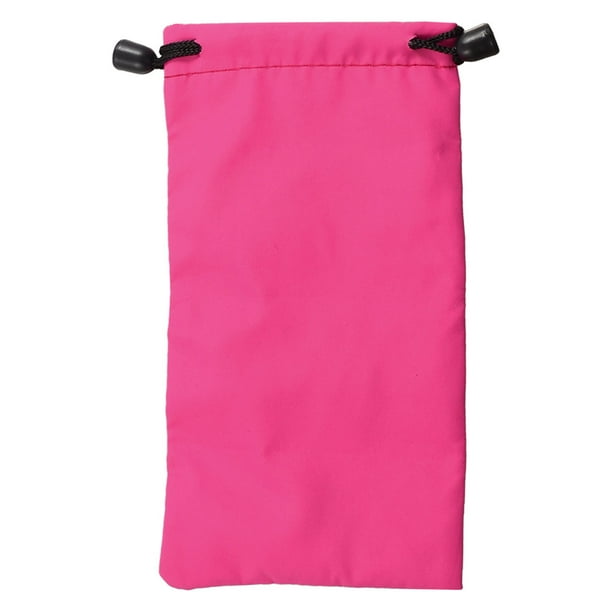 Polyester Protective Drawstring Closure Phone Pouch Glasses Holder Fuchsia